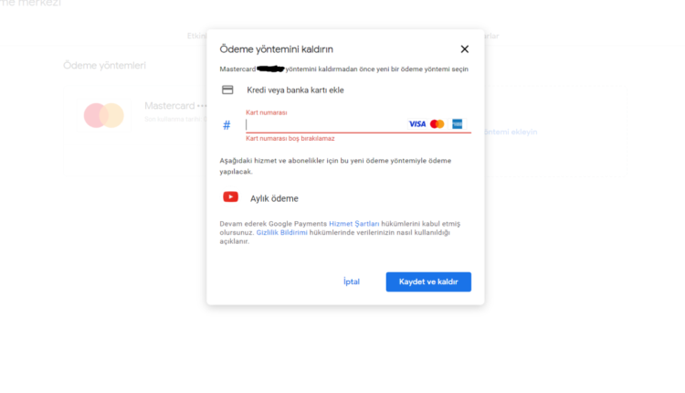 Google Kayıtlı Kartlar Nerede?