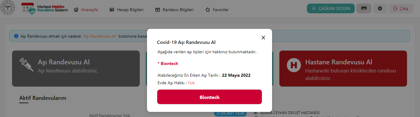 e-Devlet Aşı Randevusu