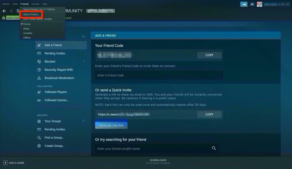 Steam Arkadaş Eklemek