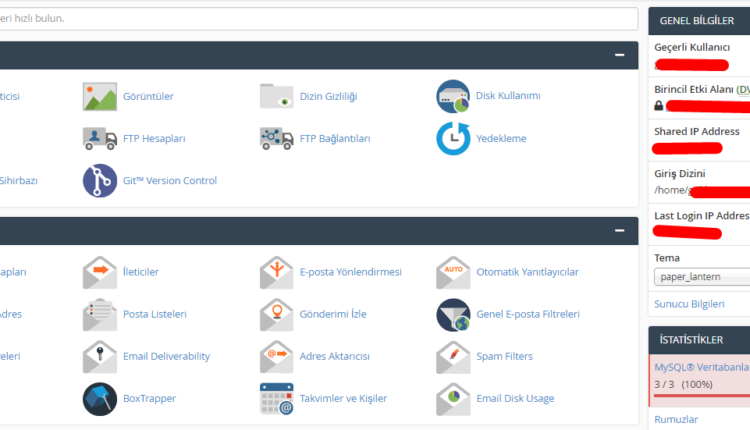 cPanel Giriş Bilgileri Nerede?