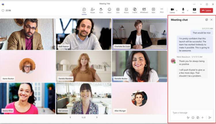 Yeni Teams Önizleme özelliği Sohbet, Yardımcı Pilot ve Notlar bölmelerini açmanızı sağlar